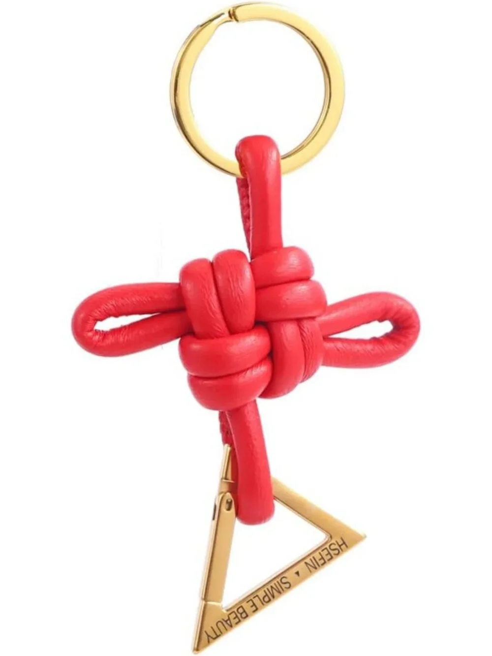Genuine Leather Chinese Knot Keychain | D-Shaped Horseshoe Car Charm Pendant